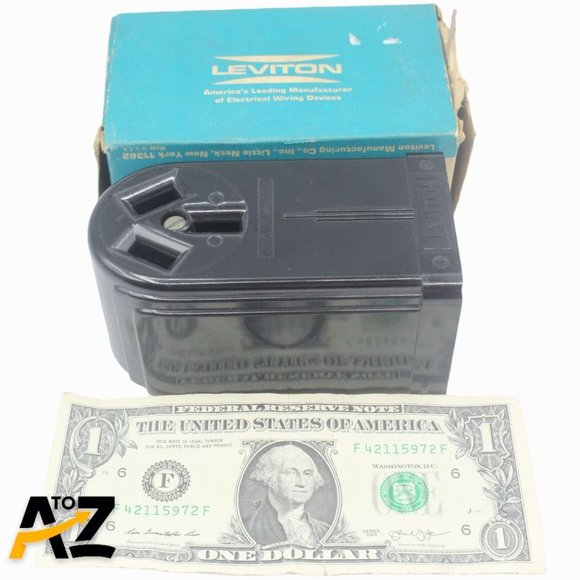 Vtg Leviton 5050 Black Range Receptacle Bakelite 3 Wire Surface Mounting 50 Amp - Picture 12 of 12
